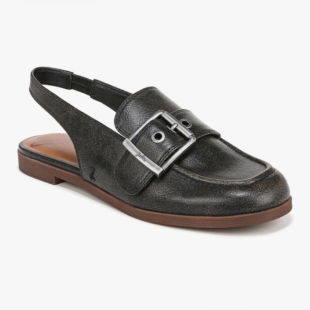 Women’s Black Slingback Loafers with Buckle - Picture 4 of 10